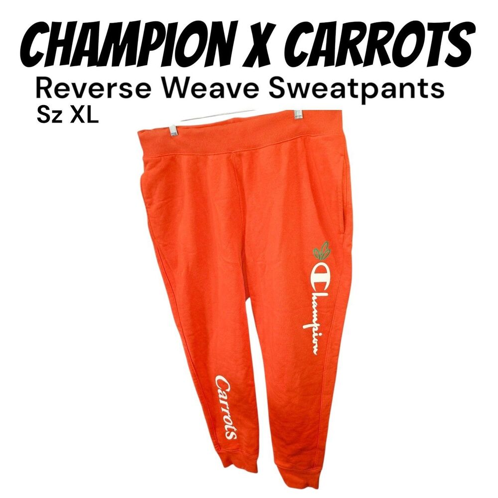 Carrots x Champion XL Reverse Weave Orange Logo Casual Hype Lounge Sweatpants